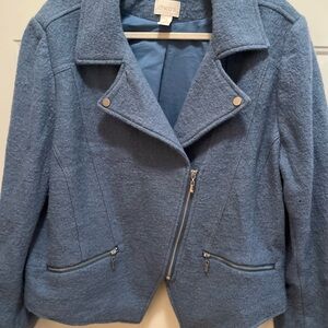 Chico's Light Blue Women's Boiled Wool Moto Jacket